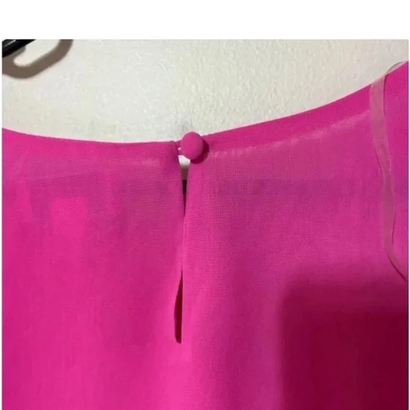 🌸Bisou Bisou🌸 Sheer Barbie Pink Blouse; S Med, Lovely EUC - Picture 2 of 7